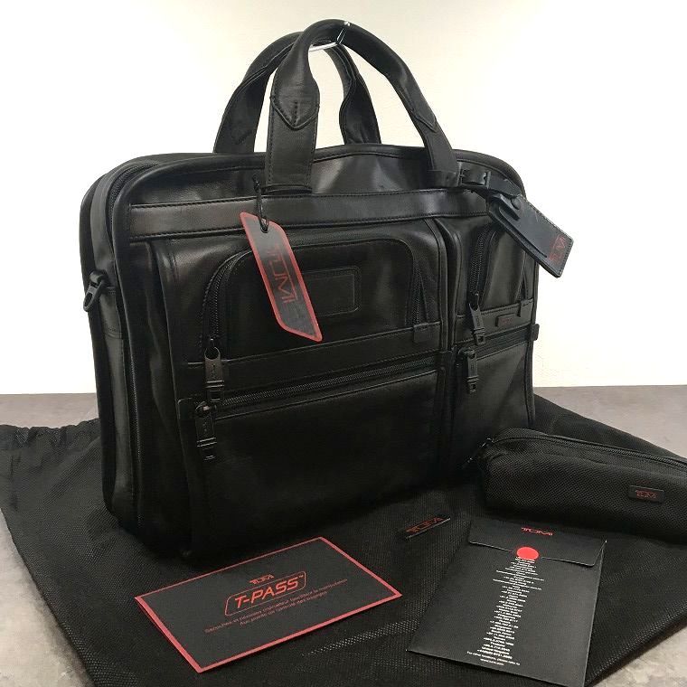 送料込み！ 極美品 TUMI ビジネスバッグ 96516DH レザー ブラック T-PASS 256