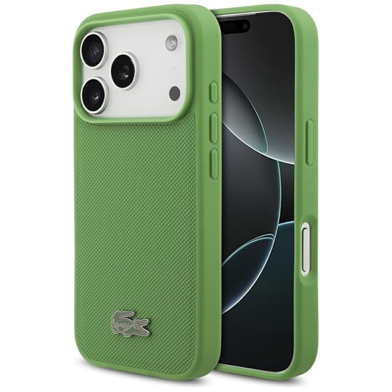 【新品】 LACOSTE iPhone 17 PRO用ケース MagSafe対応 アイコニックプチピクPU ラッカーロゴ エストラゴン スポーティー 軽量設計 通気性 グリーン