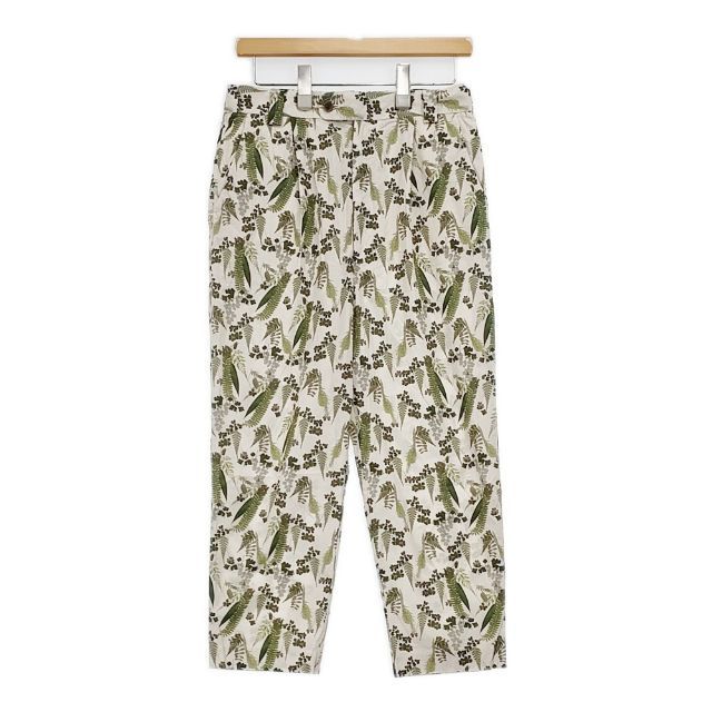 atelier naruse デヴォ社 プリントシリーズ botanical ボタニカル テーパード パンツ f05089-b 定価20900円 パンツ ベージュ グリーン レディース アトリエナルセ【中古】6-0507M∞