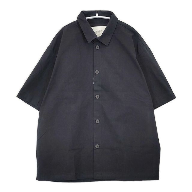 STUDIO NICHOLSON PIERO コットンシャツ 半袖シャツ ブラック メンズ