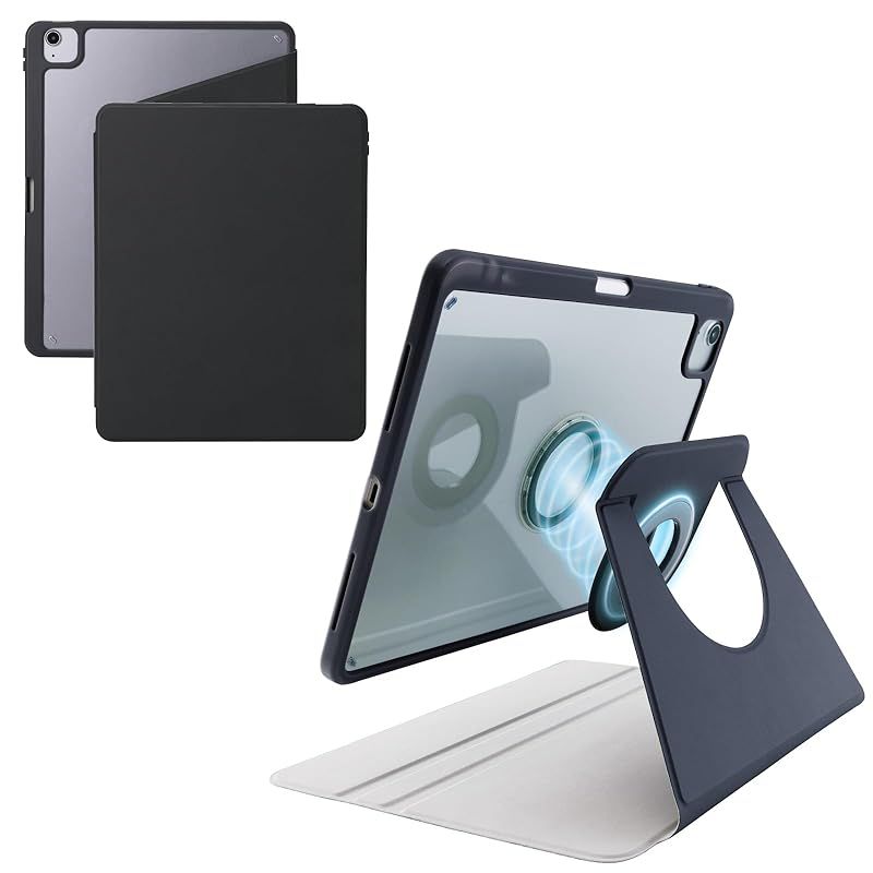【新品】 エレコム iPad Air 13インチ (M4/M3/M2) 2026/2025/2024年 ケース 360度回転 縦置き 横置き マグネット着脱式 ペン収納 フラップ付き ブラック TB-A25XMG360BK