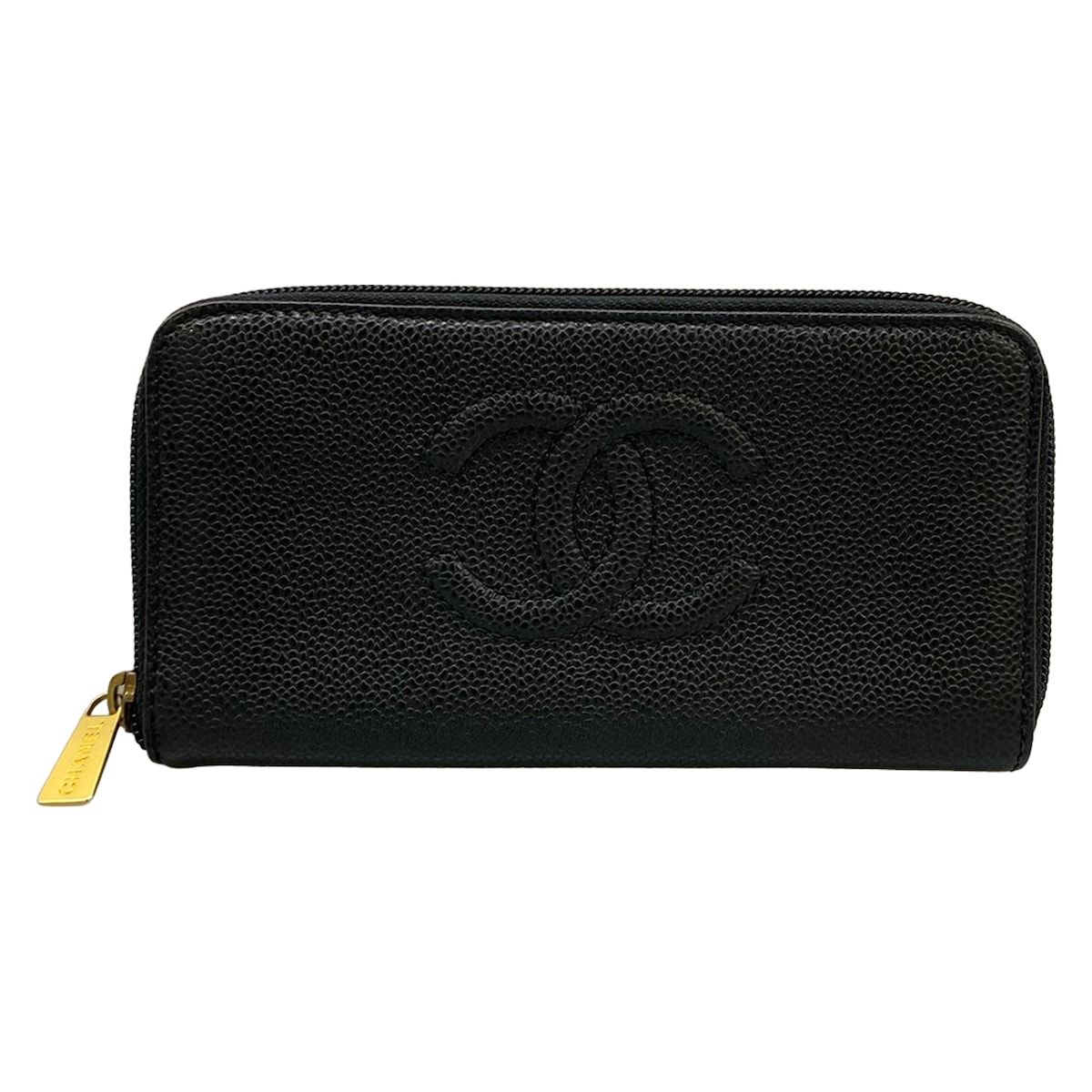 CHANEL(シャネル) 長財布 - 黒 ラウンドファスナー/ゴールド金具