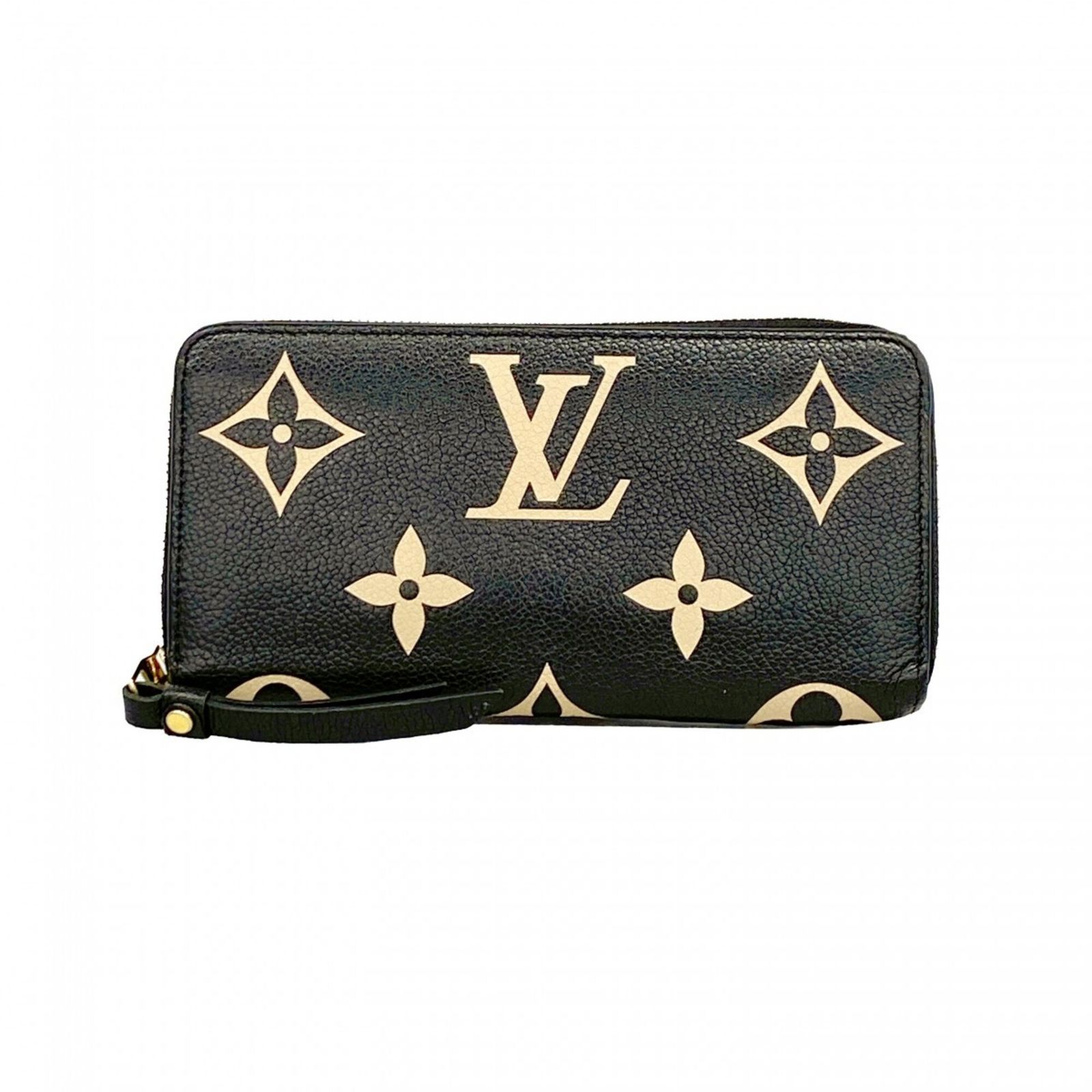 ルイ・ヴィトン(Louis Vuitton) ルイ・ヴィトン 長財布 モノグラム・アンプラント バイカラー ジッピーウォレット M80481 ベージュ ブラックレディース
