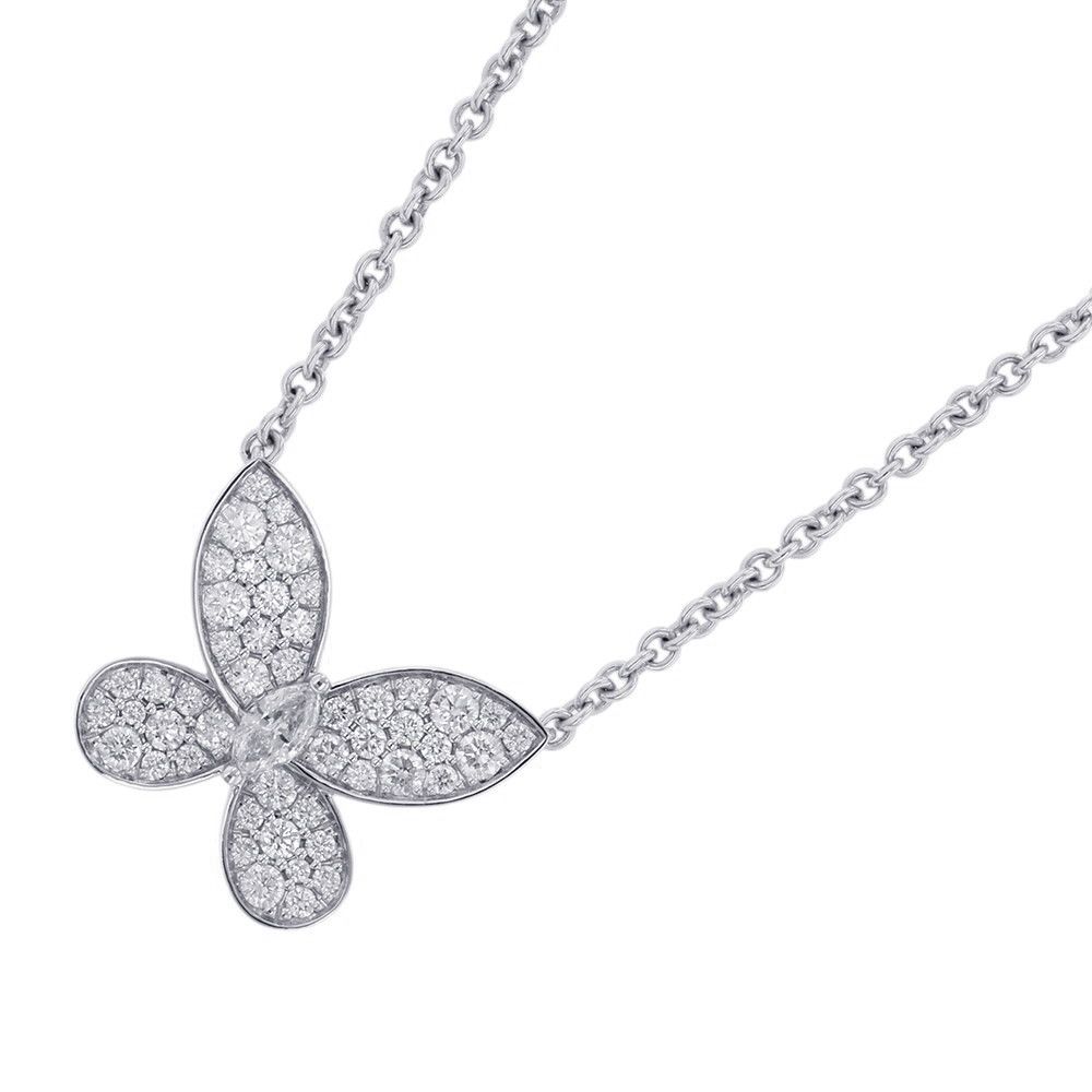 グラフ ネックレス パヴェ バタフライ ダイヤモンド ミニ ペンダント ダイヤ 計約0.55ct K18WGホワイトゴールド RGP550