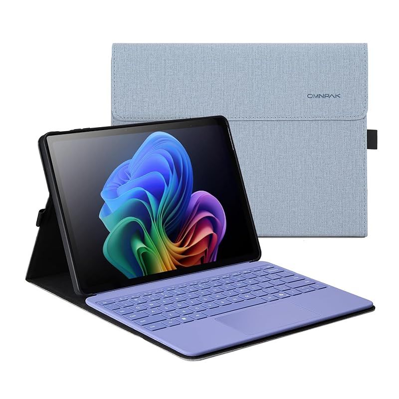 【新品】 Omnpak Microsoft Surface Pro 12 インチ ケース （2025年）マイクロソフト 専用保護カバー 表面内蔵保護 多視角 スタンド キーボードを収納可能軽量 薄型 ペンホルダー付き PU スマート