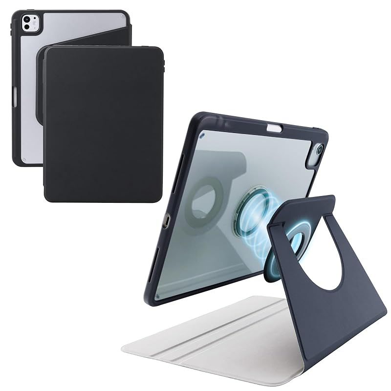 【新品】 エレコム iPad Pro 11インチ (M4) ケース カバー 360度回転 縦置き 横置き マグネット着脱式 ペン収納 フラップ付き ブラック TB-A25PMMG360BK