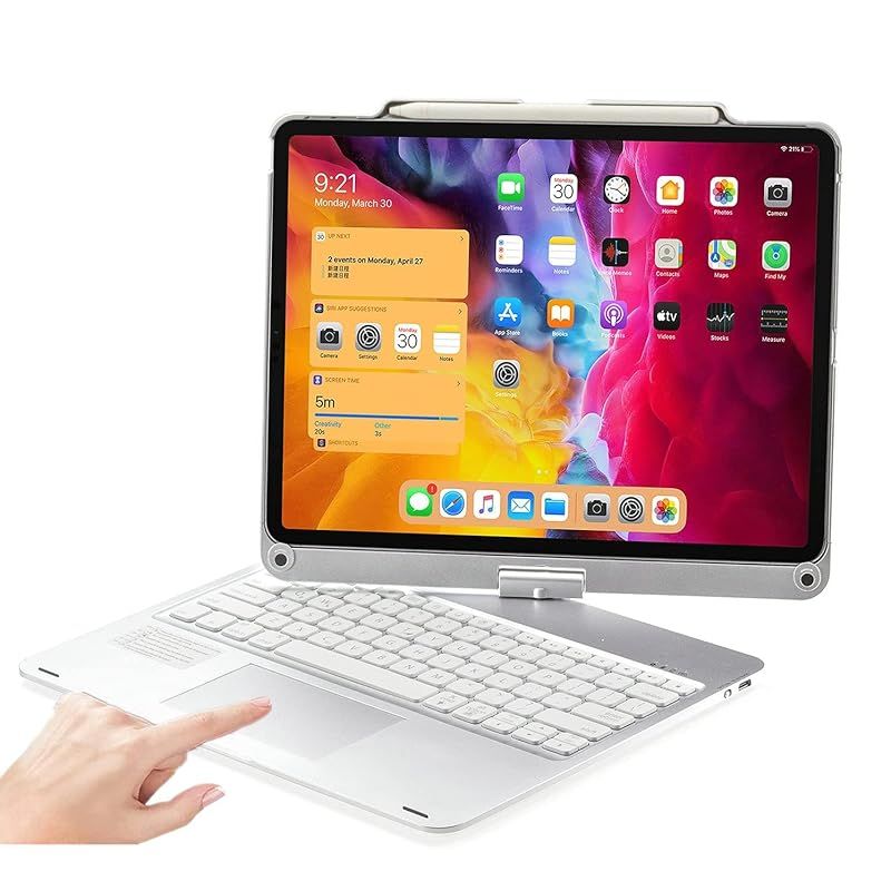 【新品】 PboyiqiS キーボード ケース 用の iPad Air 13インチ (M3 2025/M2 2024)/Pro12.9 第6/5/4/3世代, 360度回転式 タッチパッド ペンシル収納 ワイヤレスbluetoothキーボード アルミ 7色バッ