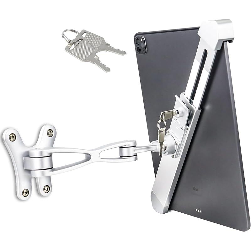 【新品】 【最強の安定盗難防止設計】Dosvsi 壁掛けタブレットマウント 錠と鍵付き 店用 りレジ POS タブレットウォールマウント 安定性拔群 アルミニウム製 タブレットホルダー 縦横 自由調節 日本語説明書付き 7?11インチタブレット対応 iPad