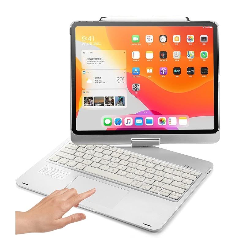 【新品】 360度回転 iPadAir13インチ (M4/M3/M2)用の キーボード タッチパッド搭載 iPadPro12.9インチ 第6/5/4/3世代用の キーボードケース 一体型 バックライト 折り畳み カバー トラックパッド Apple Pencil
