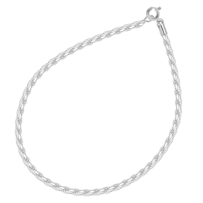 [新宿銀の蔵] シルバー925 幅2.4mm カットフレンチロープ チェーン アンクレット 21cm シンプル さりげない 細い 細め 足首 夏 銀 メンズ レディース