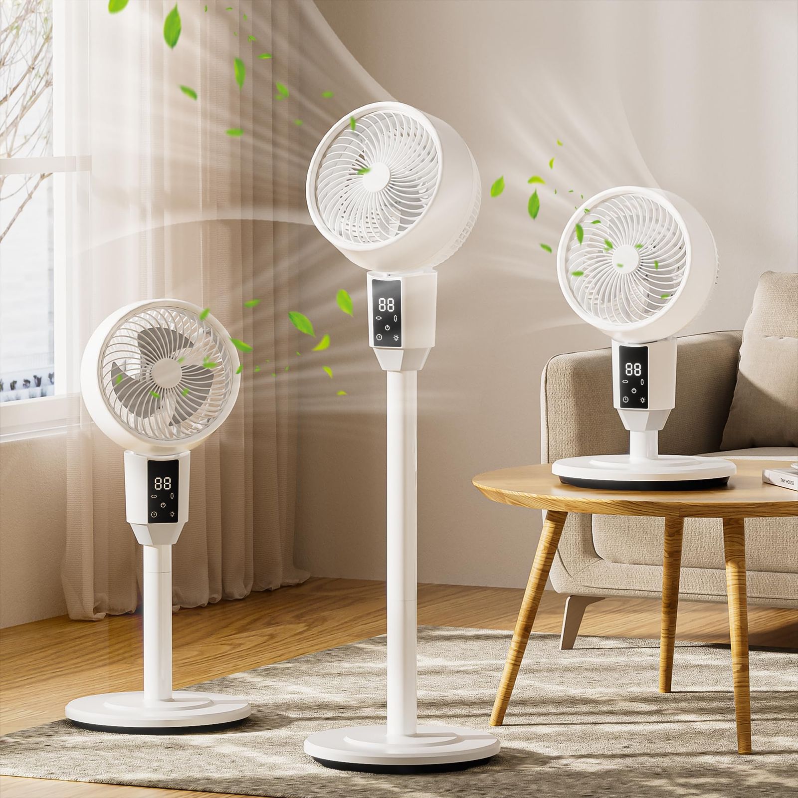 【2026新モデル】サーキュレーター 扇風機 【静音&省エネ】DCモーター搭載 360°自動首振り 6段階風量 32畳対応 リモコン付き 12Hタイマー 高さ3段階調整 ナイトライト 空気循環 部屋干し 梅雨除湿 冷暖房効率アップ リビング 07743001