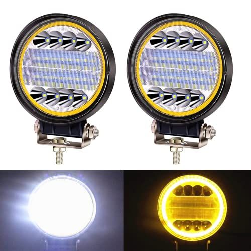 ワークライト 72W LED 作業灯 4.5インチ 丸型 ワークライト 広角/狭角 車外灯 ホワイト 6500K 12V-80V 兼用 防水 汎用 イエローハローリングts 4e7bfe88