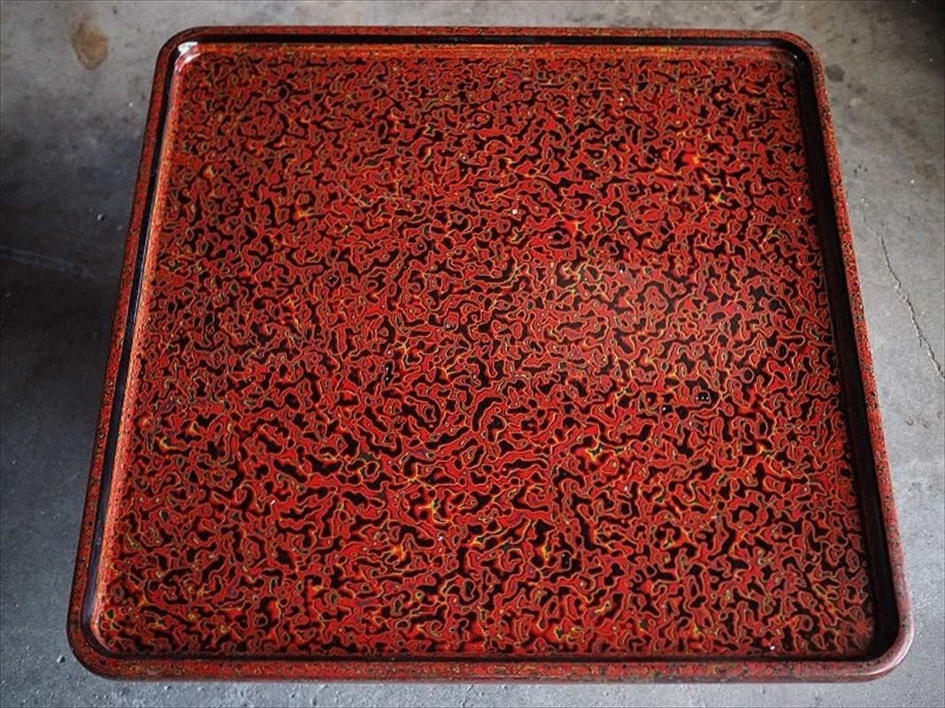 螺鈿入 津軽塗 高級特大角盆 広蓋 昭和中期　古録展 送料無料　中古 品番K24074