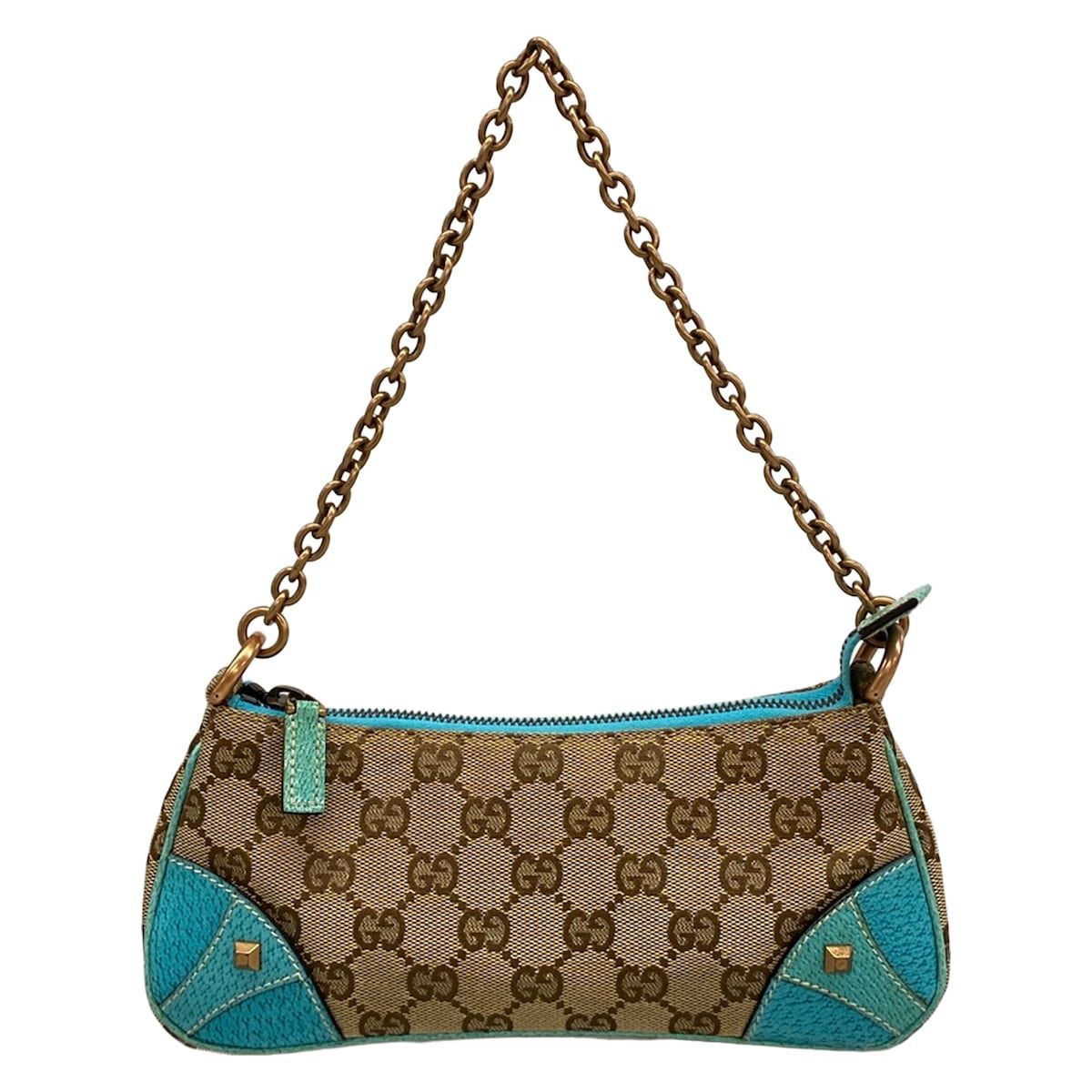 GUCCI(グッチ) ハンドバッグ GG柄 120940 ベージュ×ライトブルー レザー