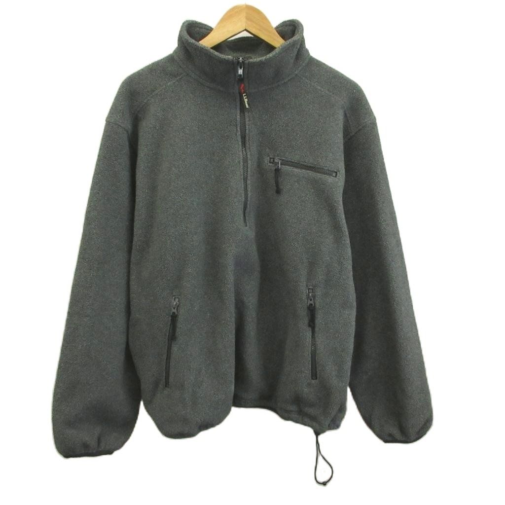 エルエルビーン L.L.BEAN フリースジャケット 上着 L グレー 長袖 スタンドカラー ハーフジップ /NP ■ECD004