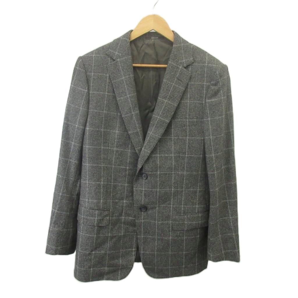 ダンヒル dunhill スーツ ジャケット L グレー チェック柄 ノッチドラペル 長袖 /RN ■ECD004