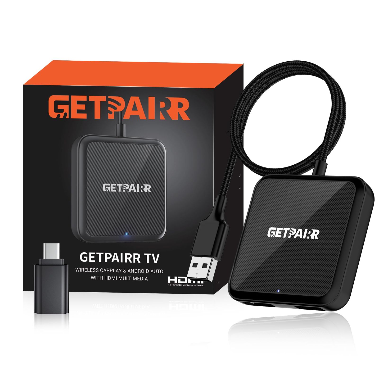 Car TV Mate Pro Max 【HDMI™・ワイヤレスCarPlay・ワイヤレスAndroid Auto・有線でミラーリング】 4 IN 1機能 【GetPairr TV】カーテレビメイトFire テレビ Stick などのデバイスと接続す ...