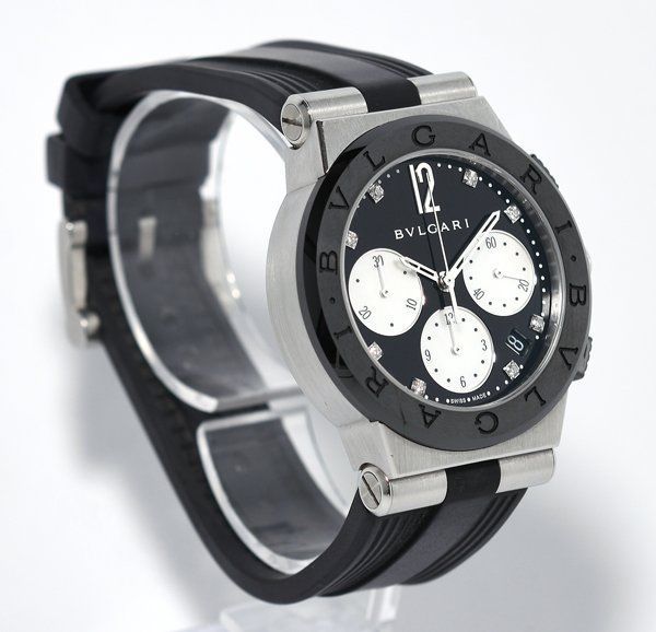 美品 BVLGARI ブルガリ ディアゴノ DG37SCCH クロノグラフ 8Pダイヤ 自動巻き メンズ