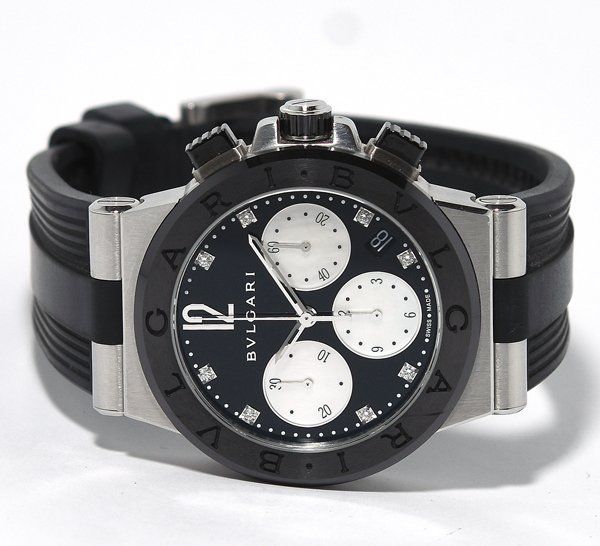美品 BVLGARI ブルガリ ディアゴノ DG37SCCH クロノグラフ 8Pダイヤ 自動巻き メンズ