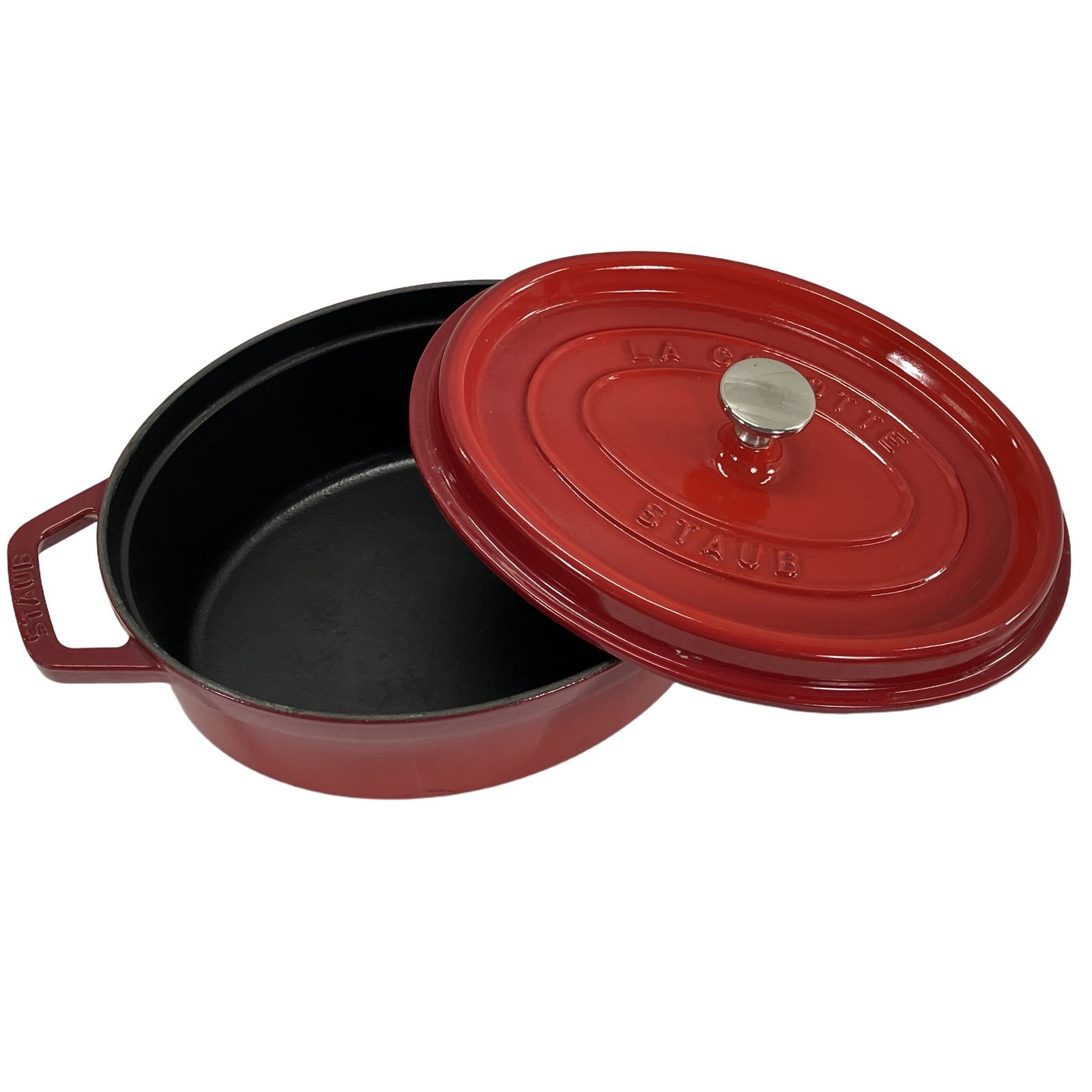 STAUB LA COCOTTE ストウブ ラコット オーバル型 両手鍋 赤 ラウンドココット 27cm 中古 W11267757