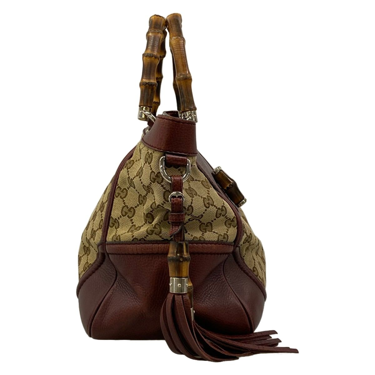 GUCCI(グッチ) トートバッグ バンブー/GG柄 246860 ベージュ×ダークブラウン×ボルドー レザー