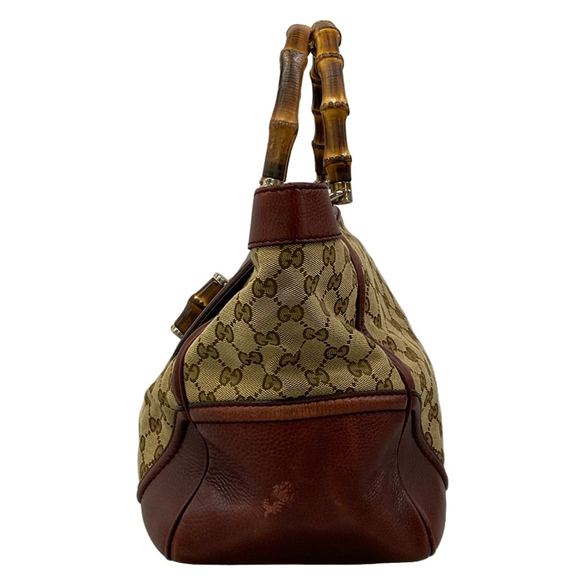 GUCCI(グッチ) トートバッグ バンブー/GG柄 246860 ベージュ×ダークブラウン×ボルドー レザー