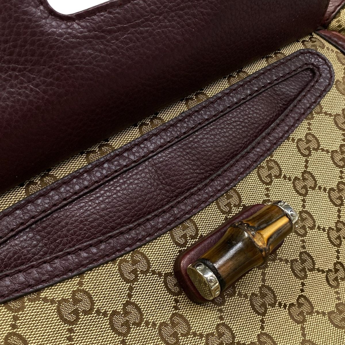 GUCCI(グッチ) トートバッグ バンブー/GG柄 246860 ベージュ×ダークブラウン×ボルドー レザー