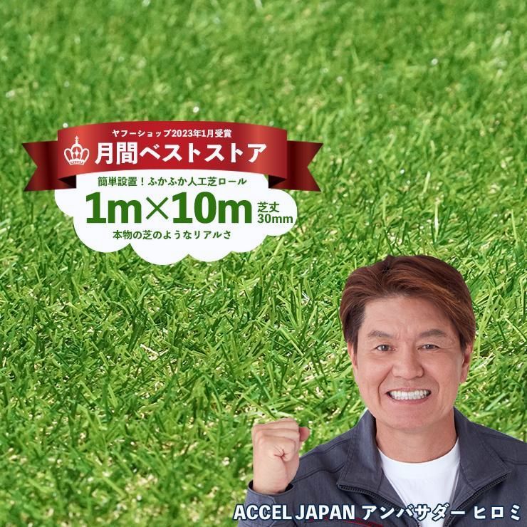 【送料無料】人工芝 ロール diy 芝生マット リアル人工芝生 1m×10m 芝丈 30mm 庭 ベランダ ガーデニング U字ピン22本付