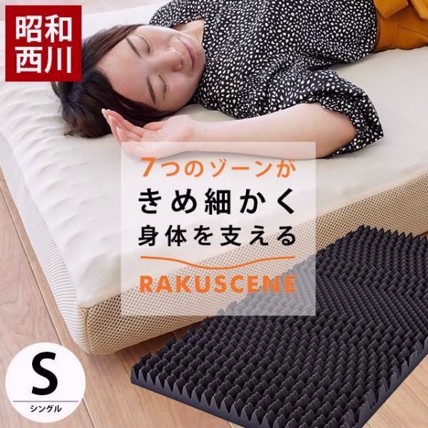 【送料無料】昭和西川 高反発マットレス シングル 厚み8cm 凹凸ウレタン 敷き布団 体圧分散 170ニュートン RAKUSCENE ラクシーン 圧縮