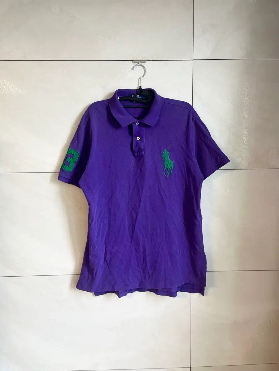 POLO RALPH LAUREN ポロラルフローレン ビックポニー 半袖 カラーTシャツ パープル L