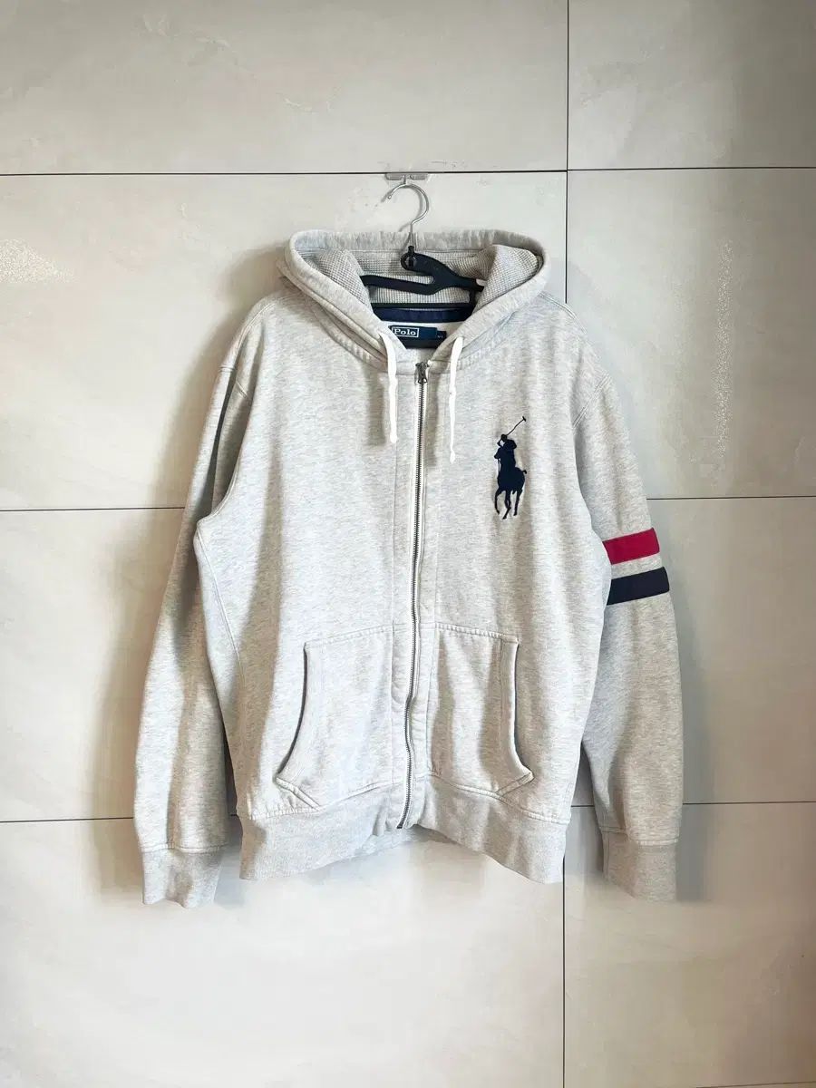 XL ポロラルフローレン ビックポニー 必須アイテム フードジップアップ オートミール グレー
