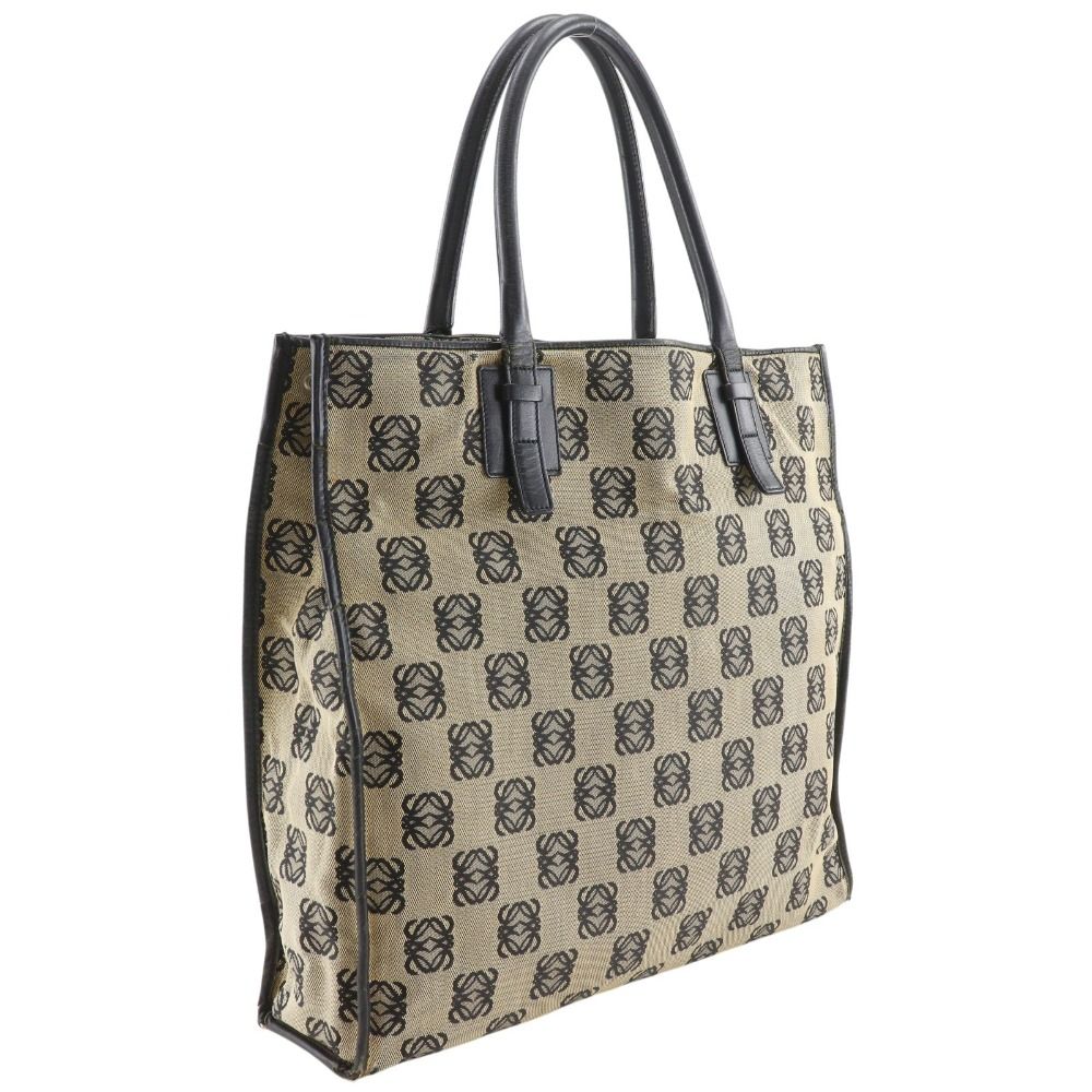 【LOEWE】ロエベ アナグラム キャンバス×レザー グレー ユニセックス トートバッグ
