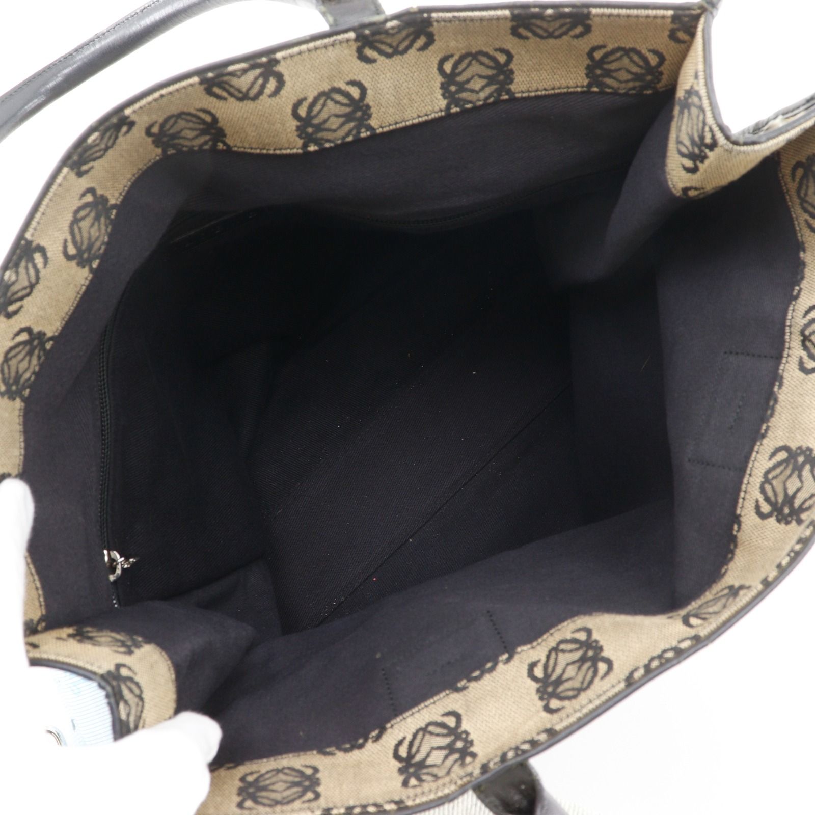 【LOEWE】ロエベ アナグラム キャンバス×レザー グレー ユニセックス トートバッグ