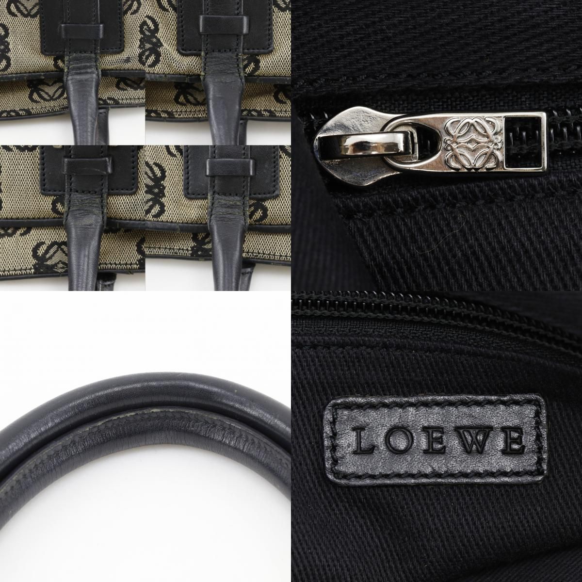 【LOEWE】ロエベ アナグラム キャンバス×レザー グレー ユニセックス トートバッグ