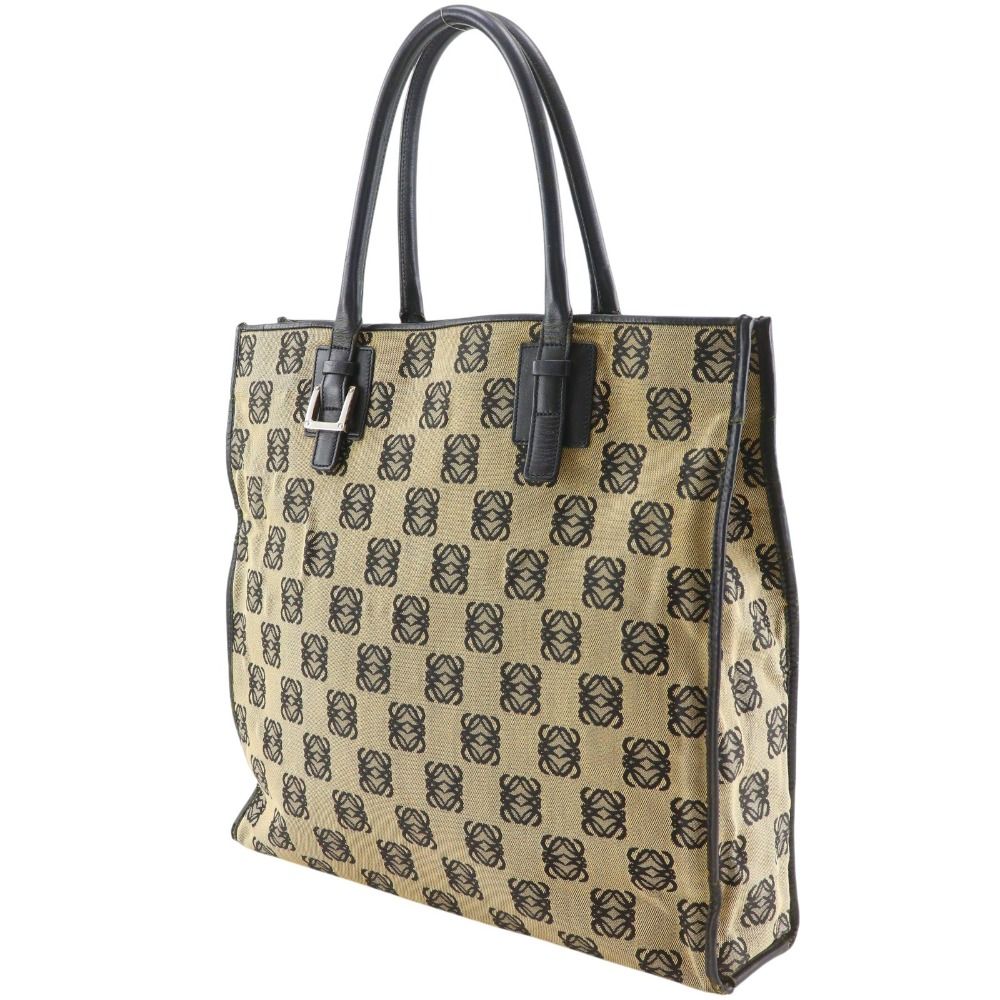 【LOEWE】ロエベ アナグラム キャンバス×レザー グレー ユニセックス トートバッグ