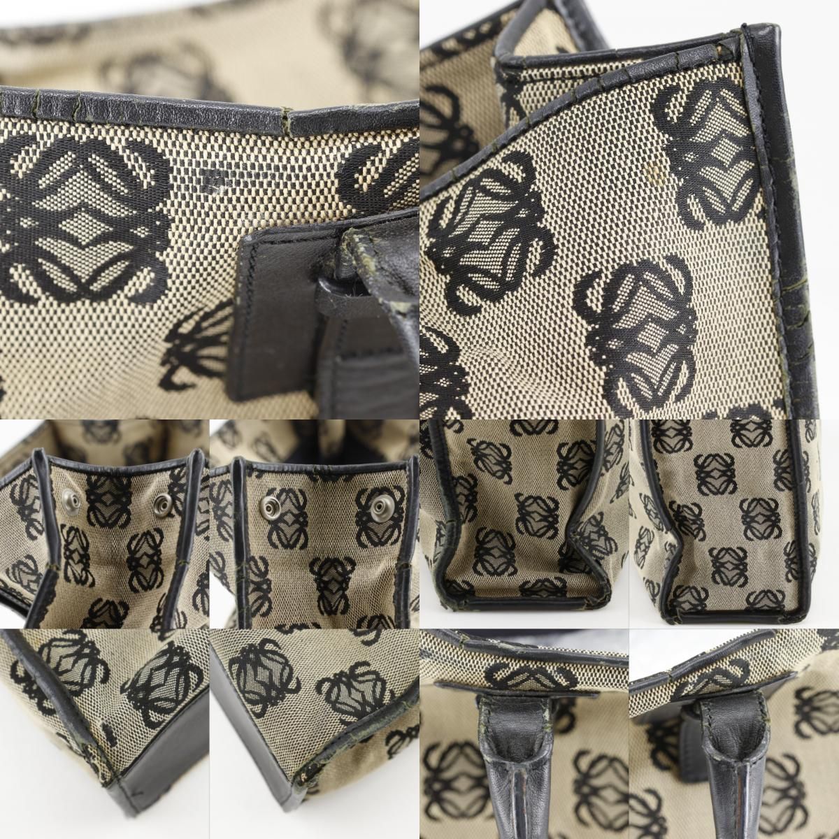 【LOEWE】ロエベ アナグラム キャンバス×レザー グレー ユニセックス トートバッグ