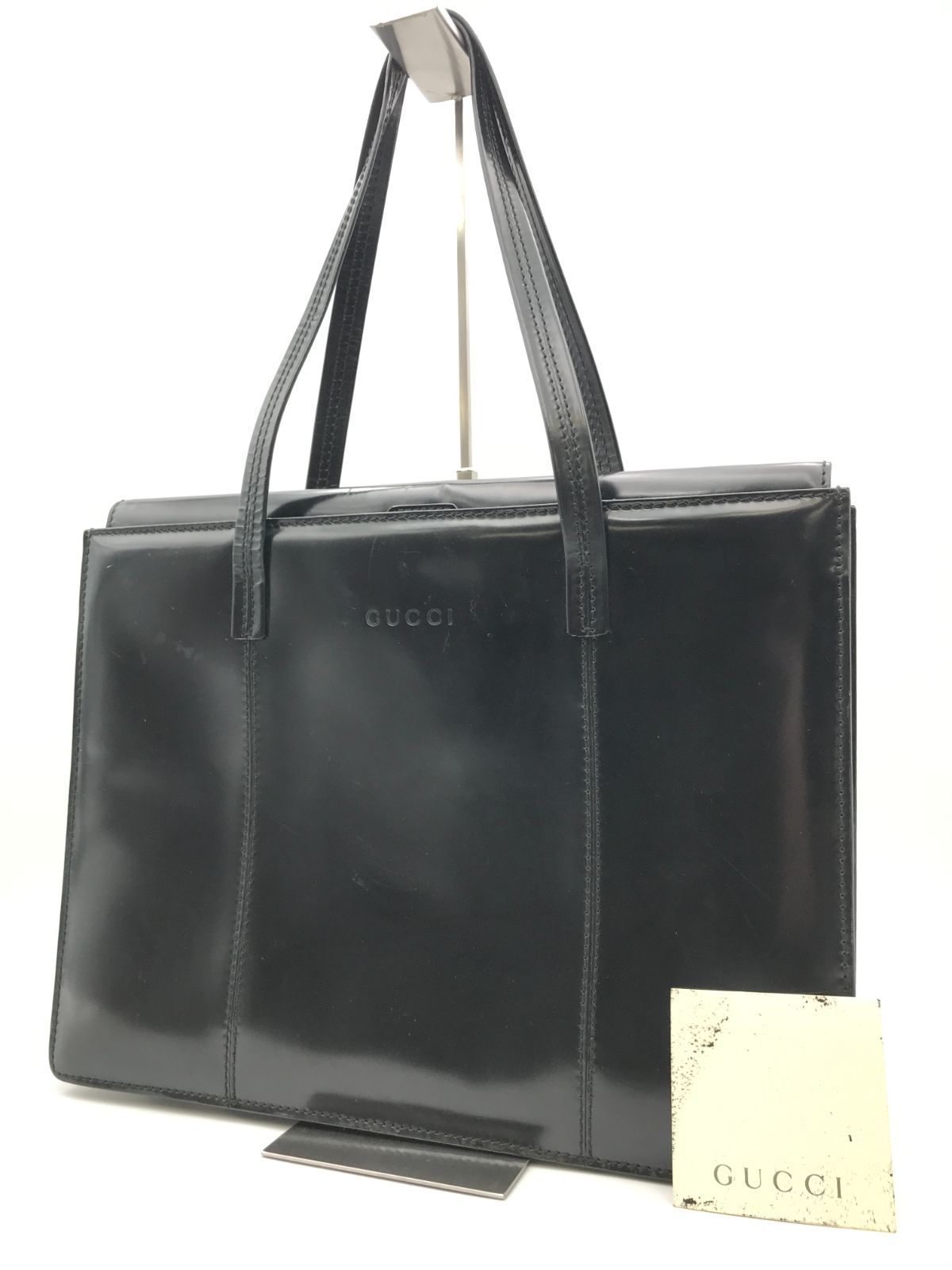 GUCCI　グッチ　ショルダーバッグ　トートバッグ　肩掛け　パテント　ブラック系　2094