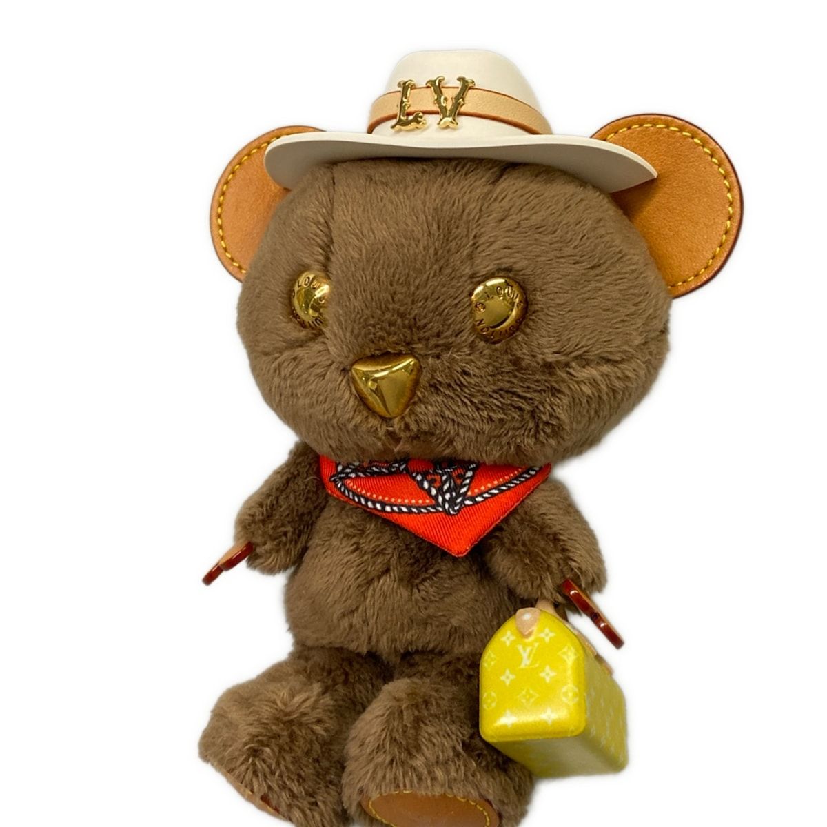 LOUIS VUITTON(ルイヴィトン) キーホルダー(チャーム)美品 バッグチャーム・LV ルイ ベア M03176 レッド フェイクファー