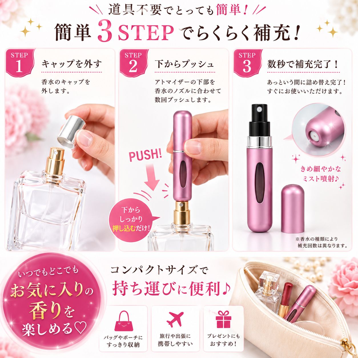 1点限り 新品未使用 香水アトマイザーセット3色セット 3本セット