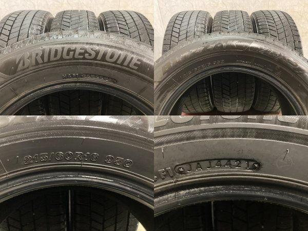 BS BRIDGESTONE BLIZZAK VRX3 215/60R16 16インチ スタッドレス 4本 21年製 ヴェゼル CX-3 クラウンロイヤル マークX等　(KTD757)