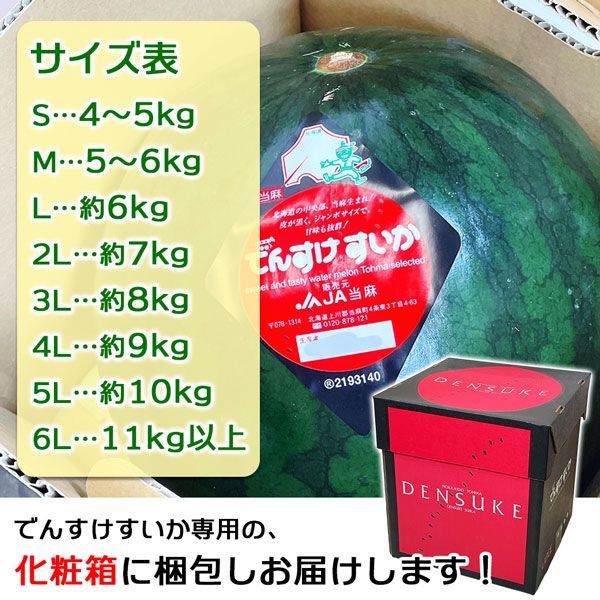 でんすけ すいか 北海道 でんすけ西瓜 秀品 3L 約8kg 夏ギフト デンスケスイカ 果実 フルーツ くだもの お中元 プレゼント 段ボール箱入り【北海道産】 家庭用 ギフト