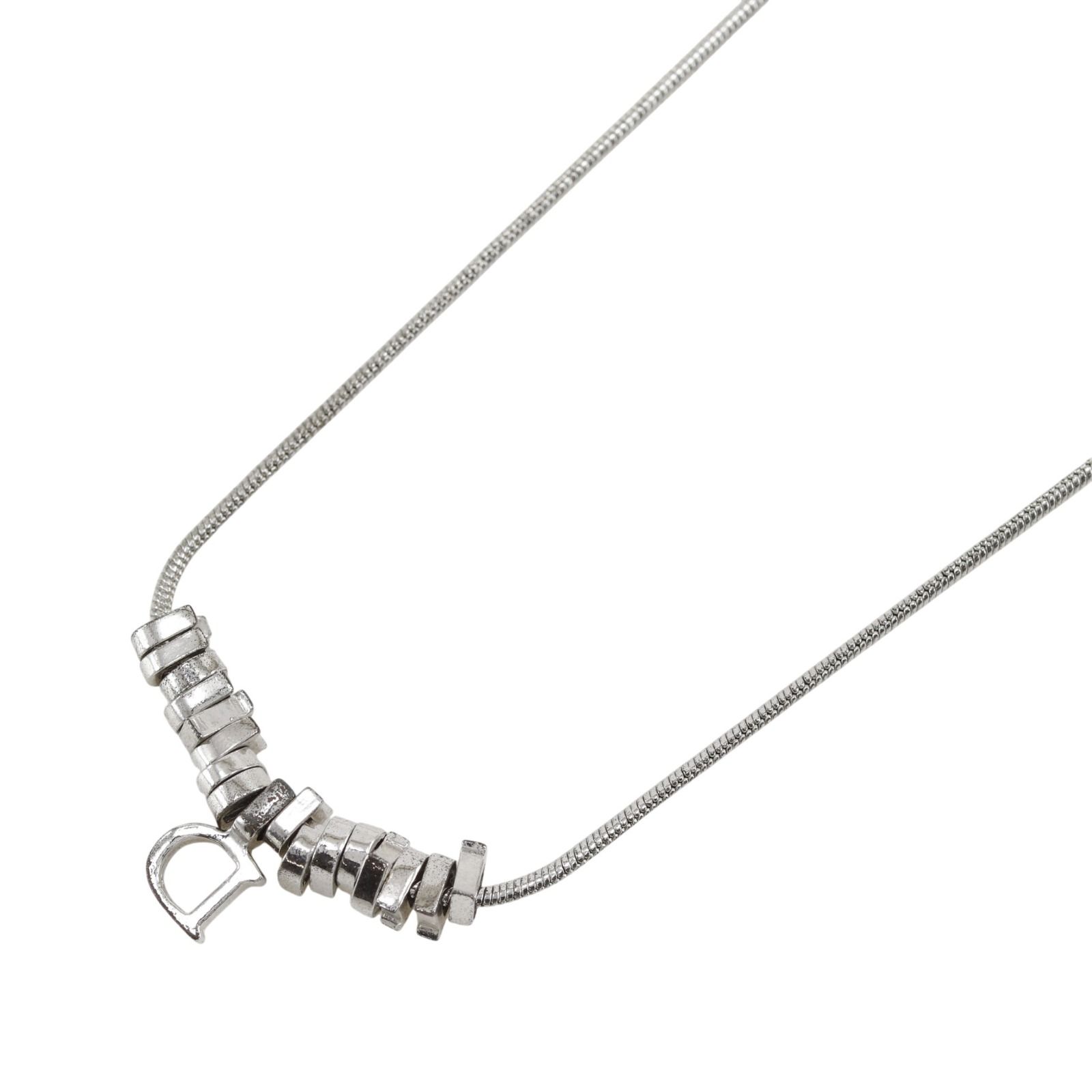 【Dior】クリスチャンディオール Dロゴ 金属製 シルバー レディース 7.4g ネックレス