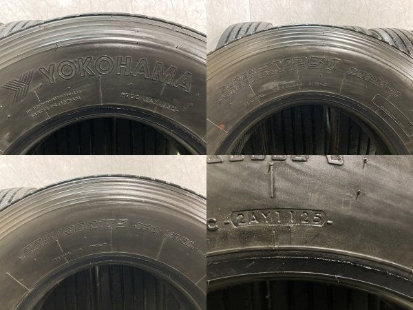 札幌発 引取OK YOKOHAMA RY237 225/90R17.5 127/125L 17.5インチ トラックタイヤ 夏タイヤ 6本 2025年製 バリ溝 4t ファイター等　(MTG028)