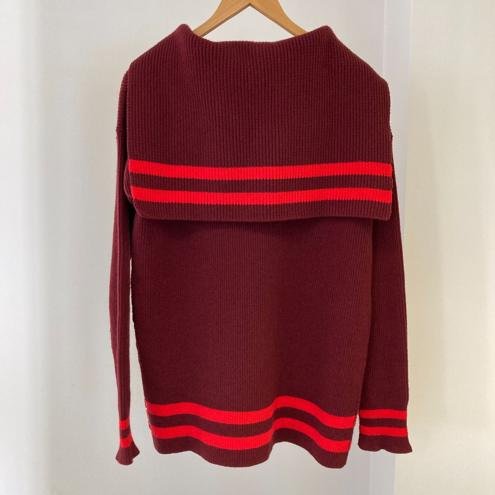 Maison Margiela(メゾン・マルジェラ)　セーラーカラー　ボーダーニット　サイズＭ　レッド