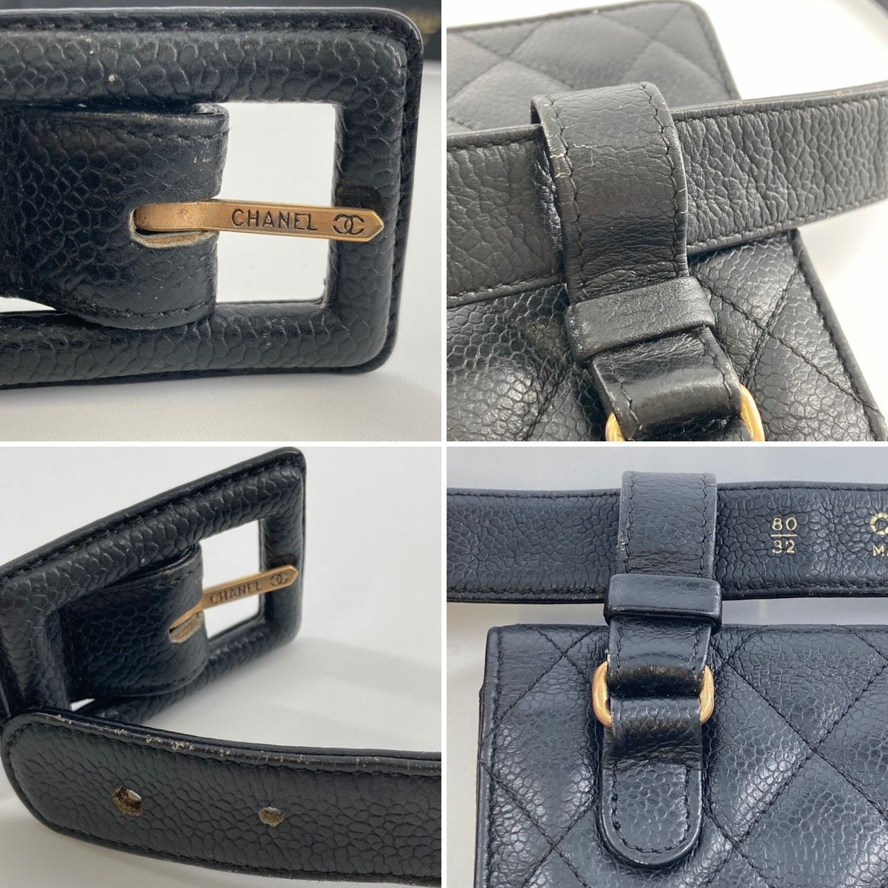 CHANEL(シャネル)ココマーク ボディバッグ キャビアスキン ウエスト バッグ 1番台 ブラック CHANEL(シャネル)ココマーク ボディバッグ キャビアスキン ウエスト バッグ 1番台 ブラック