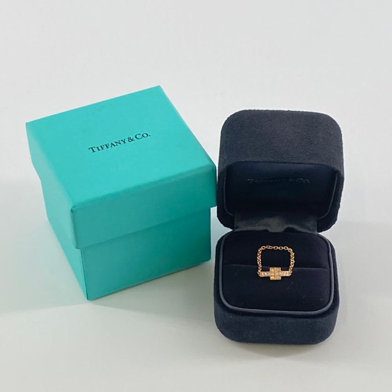 TIFFANY&Co.（ティファニー）　Tトゥー　Au750　ダイヤモンド付　チェーン　＃11.5号　リング・指輪　0.81g