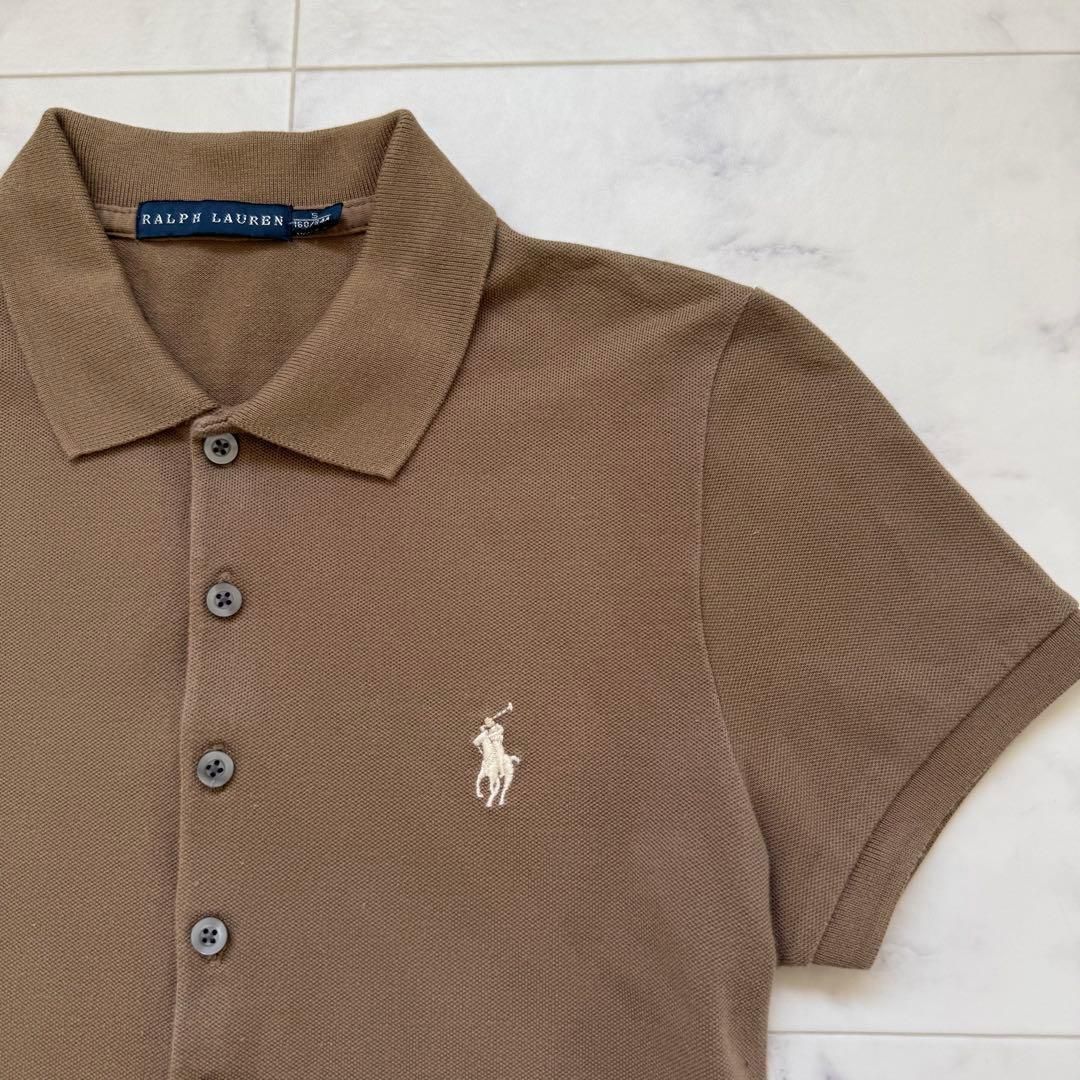 RALPH LAUREN ポロシャツ ハーフボタン ブラウン ポニー刺繍 S
