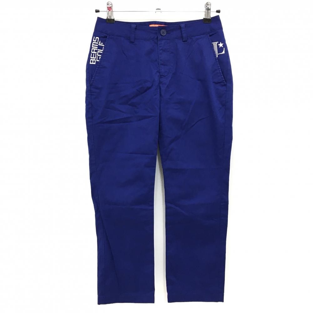 【美品】ビームスゴルフ パンツ ネイビー コットン混 ロゴ白 レディース S ゴルフウェア BEAMS GOLF