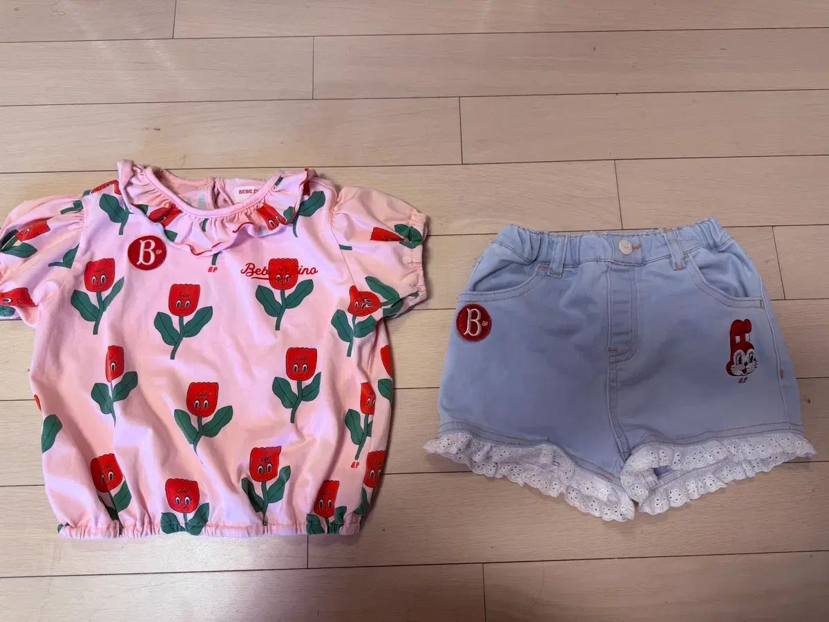 BEBE DE PINO ベベデピノ チューリップ トップス＆デニムハーフパンツ 100