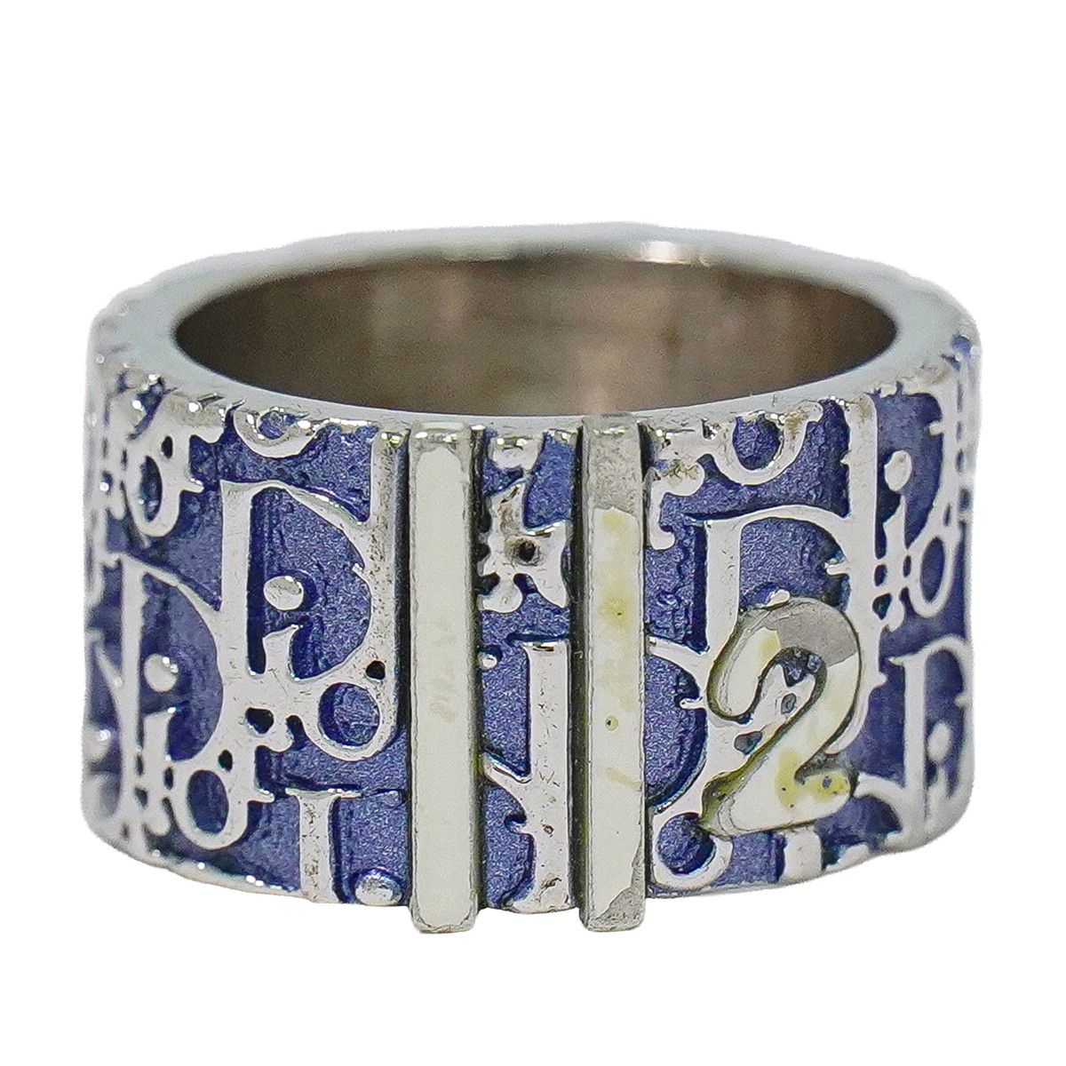 本物 ディオール Dior トロッター リング 指輪 6 11.5 号 メタル シルバー金具 ブルー Trotter アクセサリー ジュエリー 中古・